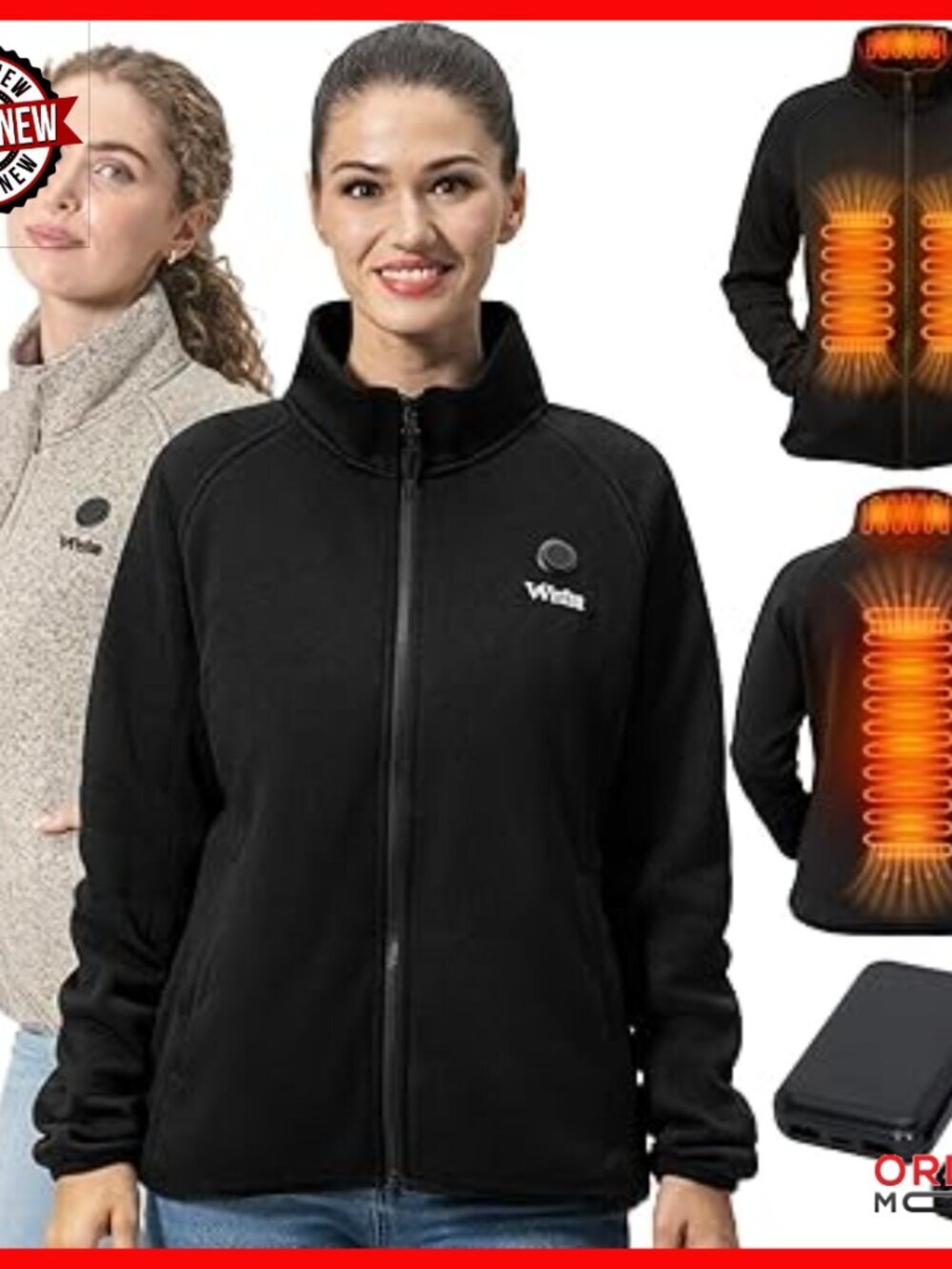 Women's Heated Fleece Jacket Rechargeable Battery Winter Active Performance